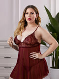 Plus Lace Sling Mesh Nightdress Lingerie Aosig