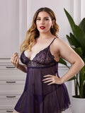 Plus Lace Sling Mesh Nightdress Lingerie Aosig