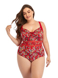 Plus One Piece Swimsuit Multicolor Print Sexy Aosig