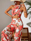 Printed Suspenders Two-piece Set Aosig