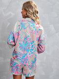 Printed Three-quarter Sleeve Top & Shorts Suit Aosig