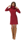 Pullover High Neck Long Sleeve Dresses Aosig