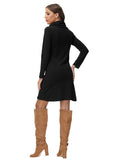 Pullover High Neck Long Sleeve Dresses Aosig