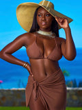 Pure color mesh see-through navel open back beach suit Aosig