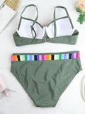 Rainbow Trimmed Bikini Swimsuit Aosig