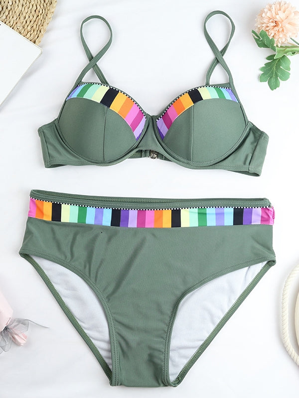 Rainbow Trimmed Bikini Swimsuit Aosig