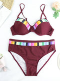 Rainbow Trimmed Bikini Swimsuit Aosig