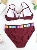 Rainbow Trimmed Bikini Swimsuit Aosig