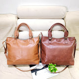 Retro style oil wax leather pattern portable  large capacity handbags Aosig