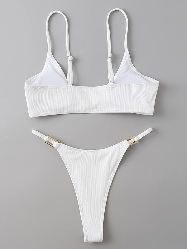 Ring Linked Thong Bikini Swimsuit Aosig
