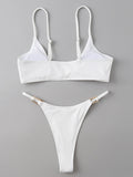 Ring Linked Thong Bikini Swimsuit Aosig
