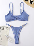 Ring Linked Thong Bikini Swimsuit Aosig