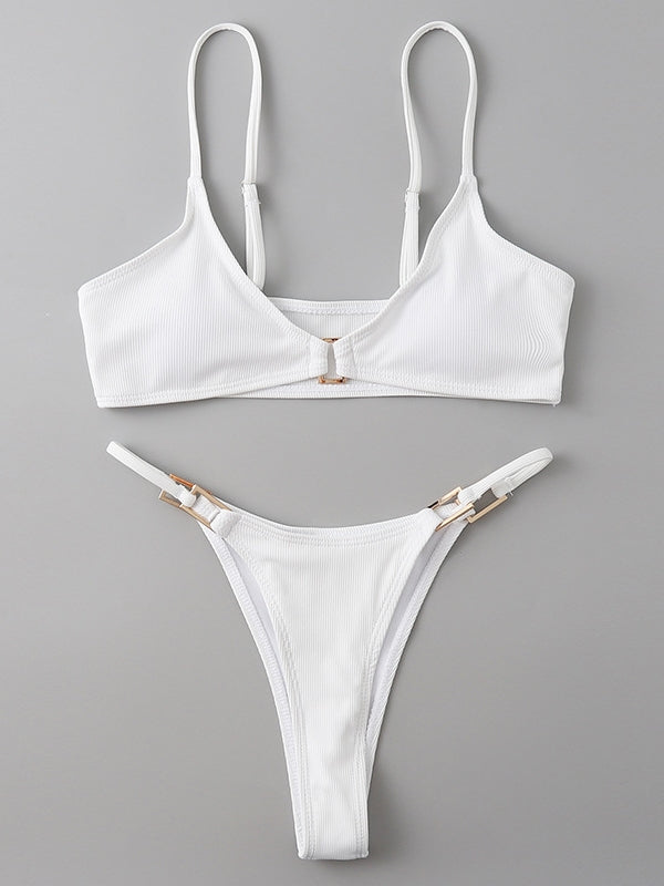 Ring Linked Thong Bikini Swimsuit Aosig