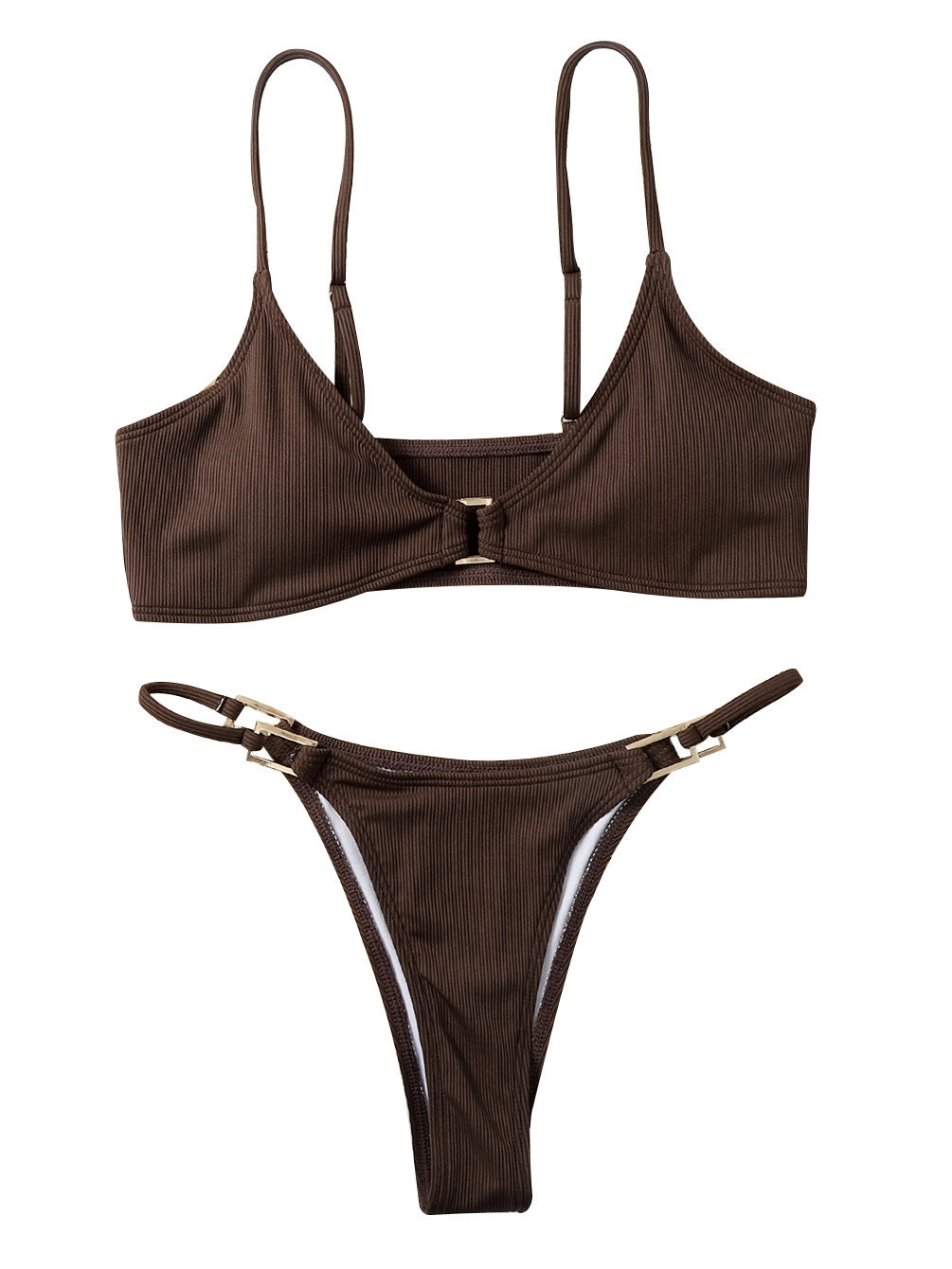 Ring Linked Thong Bikini Swimsuit Aosig