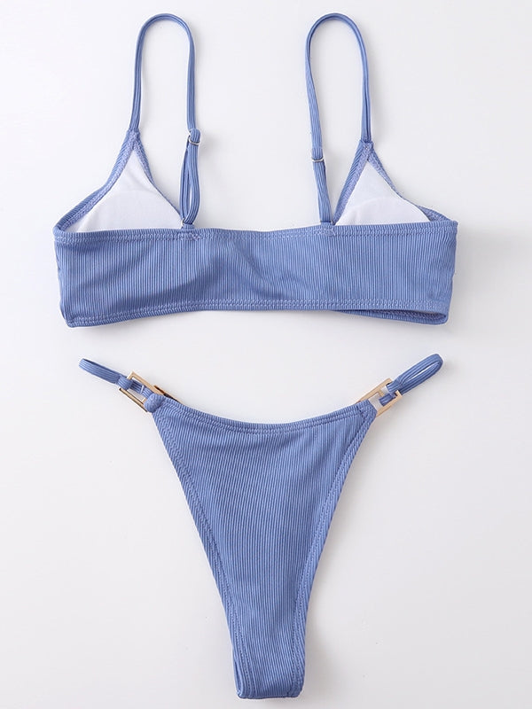 Ring Linked Thong Bikini Swimsuit Aosig