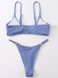 Ring Linked Thong Bikini Swimsuit Aosig