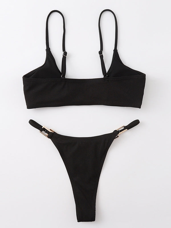 Ring Linked Thong Bikini Swimsuit Aosig