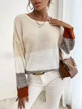 Round Neck Collar Collision Knitted Sweater Aosig