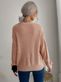 Round Neck Color Blocking Sweater Aosig