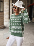 Round Neck Green Christmas Sweater Aosig