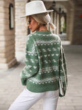 Round Neck Green Christmas Sweater Aosig