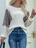 Round Neck Leopard Print Knitted Sweater