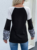 Round Neck Leopard Print Knitted Sweater Aosig