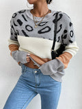 Round Neck Leopard Print Sweater Aosig