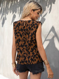 Round Neck Leopard Print T-shirt Aosig