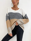 Round Neck Long Sleeve Color-blocking Sweater