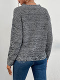 Round Neck Mixed Color Sweater Aosig
