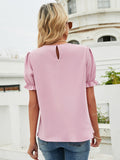 Round Neck Pullover Short Sleeve Blouse Aosig