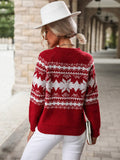 Round Neck Red Christmas Sweater Aosig