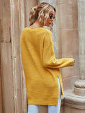 Round Neck Solid Color Sweater Aosig