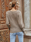 Round Neck Solid Color Women's Knitted Sweater Aosig