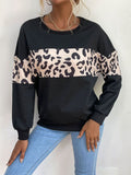 Round neck Leopard print sweatshirt Aosig
