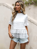 Ruffle Sleeve Solid Color Lace Shirt