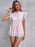 Ruffle Solid Color Shirt Aosig