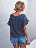 Ruffled Tie Crew Neck Two-Piece Top Aosig