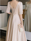 Satin French Evening Dress  Bridesmaid Dress Aosig