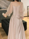 Satin French Evening Dress  Bridesmaid Dress Aosig