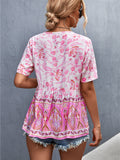 Selling Boho V-Neck Tie Positioning Floral Tops Aosig