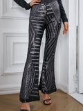 Sequined High-rise Flared Trousers Aosig