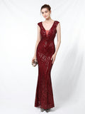 Sequined fishtail long evening dress Aosig