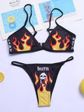 Sexy Punk Fire Skull Bikini Swimsuit Aosig
