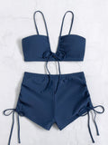 Sexy Solid Color Necktie Swimsuit Aosig