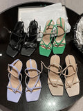 Simple Square Toe Thong Sandals Aosig