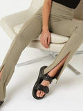 Slim-fit Trousers with Zipper Openings Aosig