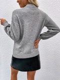 Solid Beaded Pullover Sweater Aosig
