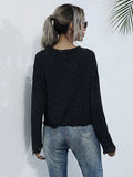 Solid Color Knit Long Sleeve Sweater Aosig